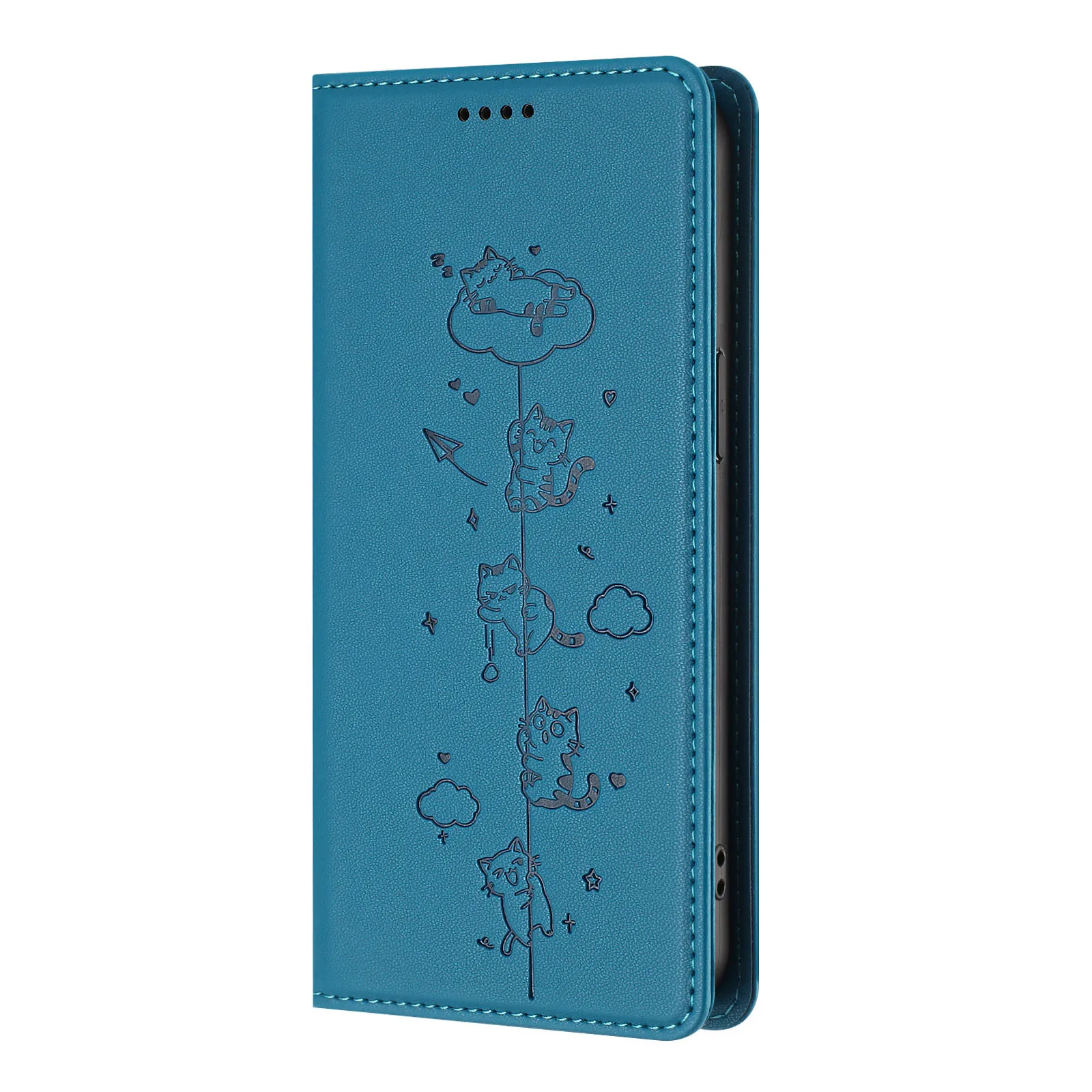 Chic Cat Phone Case: Magnetic Leather Flip Cover with Card Holder