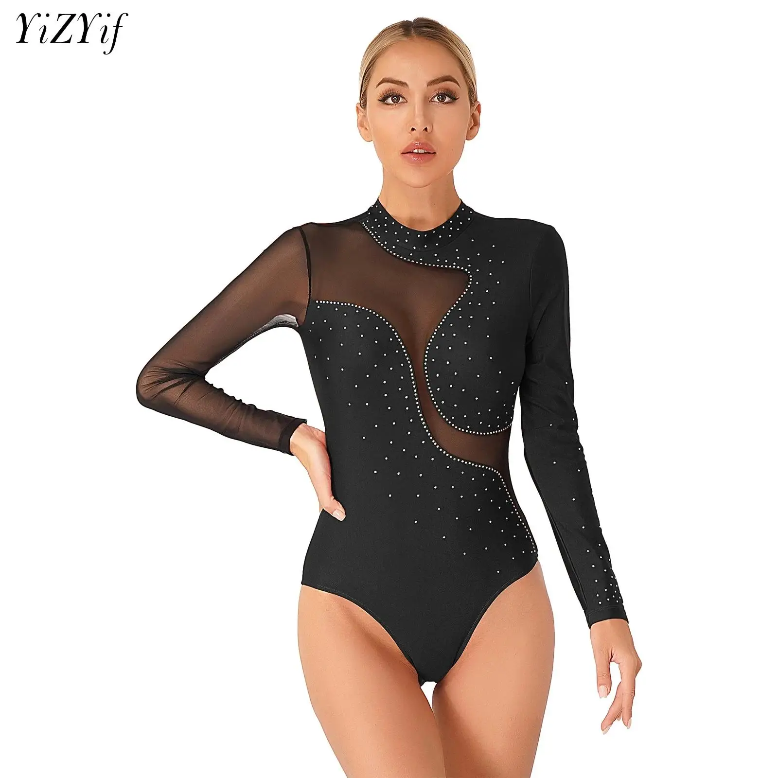 

Womens Ballet Dance Leotard Long Sleeve Gymnastics Workout Bodysuit Figure Ice Skating Unitard Stage Performance Dance Costumes