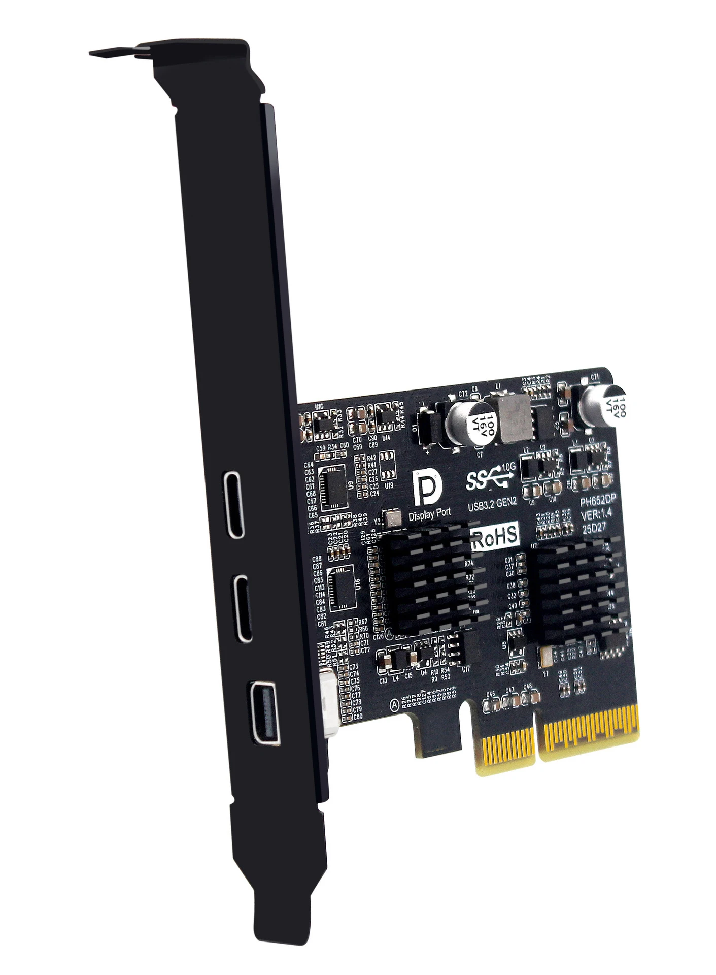 PCI-E X4에서 Type-C로 비디오 확장 카드는 DP 비디오 데스크탑 USB3.2 10G TYPE-C 포트 모니터 도크 어댑터 카드를 지원합니다.