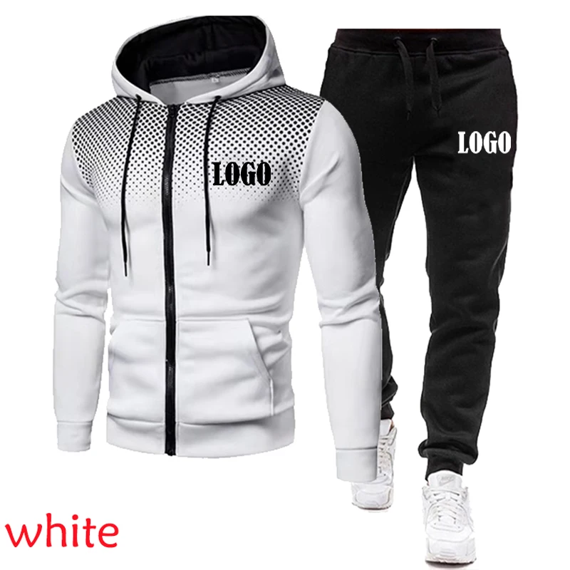 New Hoodie Set Fashion Double Zipper Hoodie Mens Tracksuit Sports Wear Pullover Sweatershirt Suits/Sets Hoodies+Pants