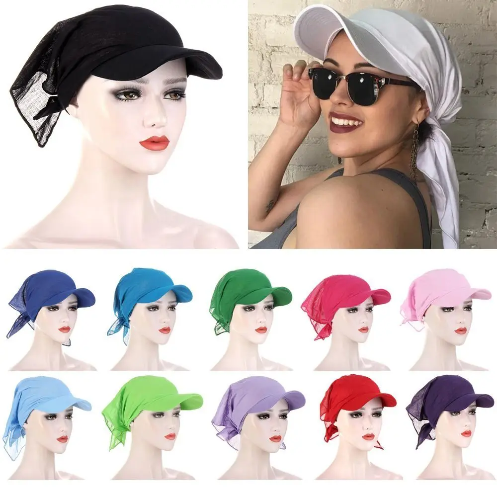 

Polyester Turban Hat Fashion Solid Color 56-58cm Sun Hat Muslim Hijab