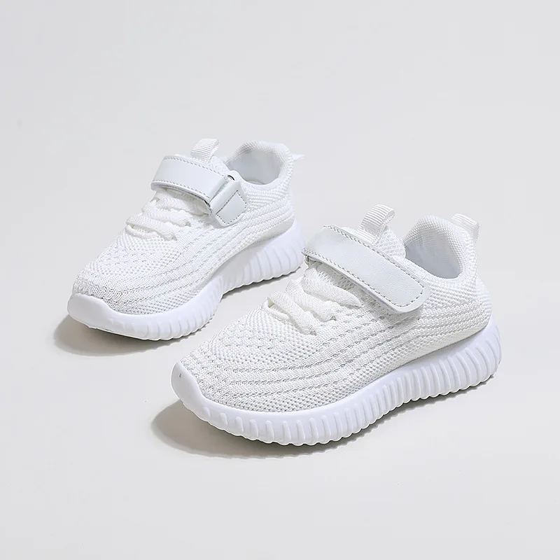 Children Breatheable Simple Boys Sneakers Solid Color Black Beige School Shoes for Girls Hook & Loop Kids Shoes Cute Versatile - Image 3