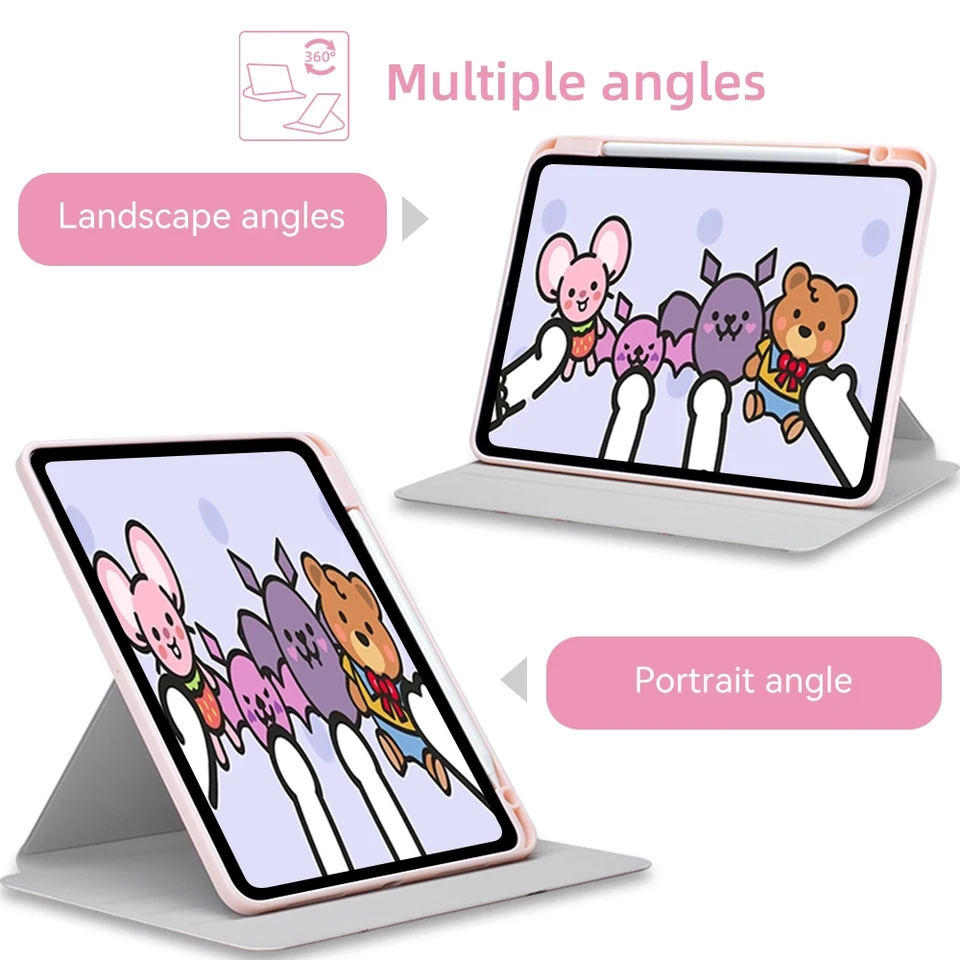 360 custodia rotante per iPad 10a generazione 10.9in 10.2in iPad mini 6 con portamate con Smart Sleep/Wake Cover Clear Back  7