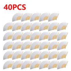 DIY Paper Bamboo Folding Fan Set - 50 Pack for Calligraphy, Painting, and Crafting (40PCS Fan)
