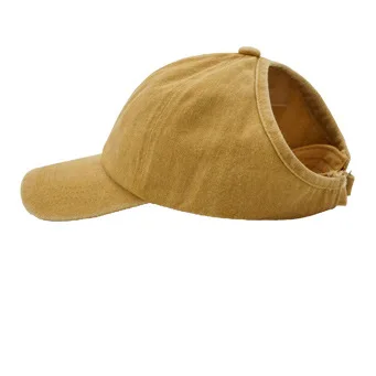 Washed cotton ponytail hat women's half baseball cap sunscreen tie ponytail sun hat sunshade empty top cap new