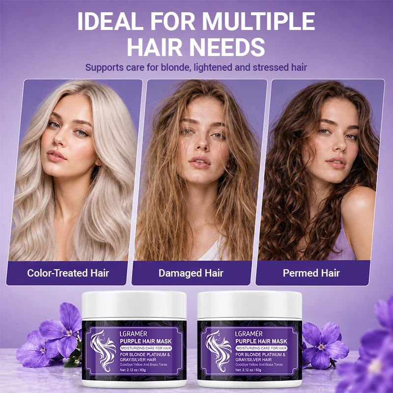 Vibrant Purple Hair Mask - Neutralizes Yellow Tones & Deeply Moisturizes for Radiant Blonde, Bleached, and Silver Hair