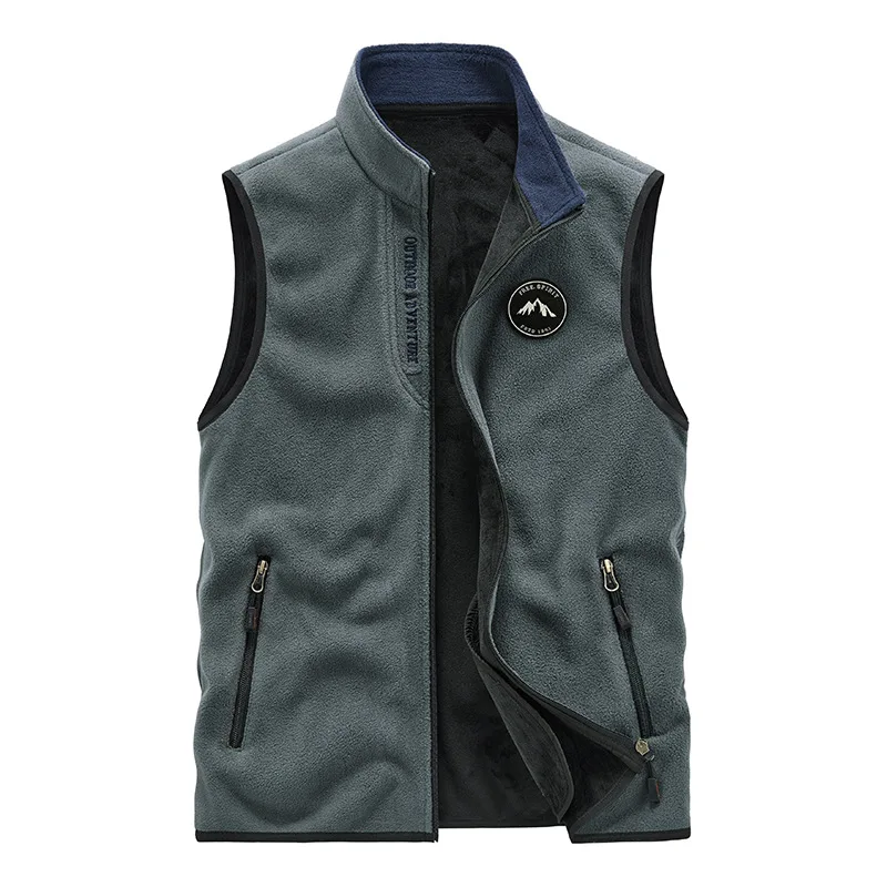Chaqueta sin mangas de primavera y otoño para hombre, chaleco informal para exteriores, chaleco de terciopelo polar para hombre, chaleco táctico con cuello alto, chaleco para hombre_voghion.com