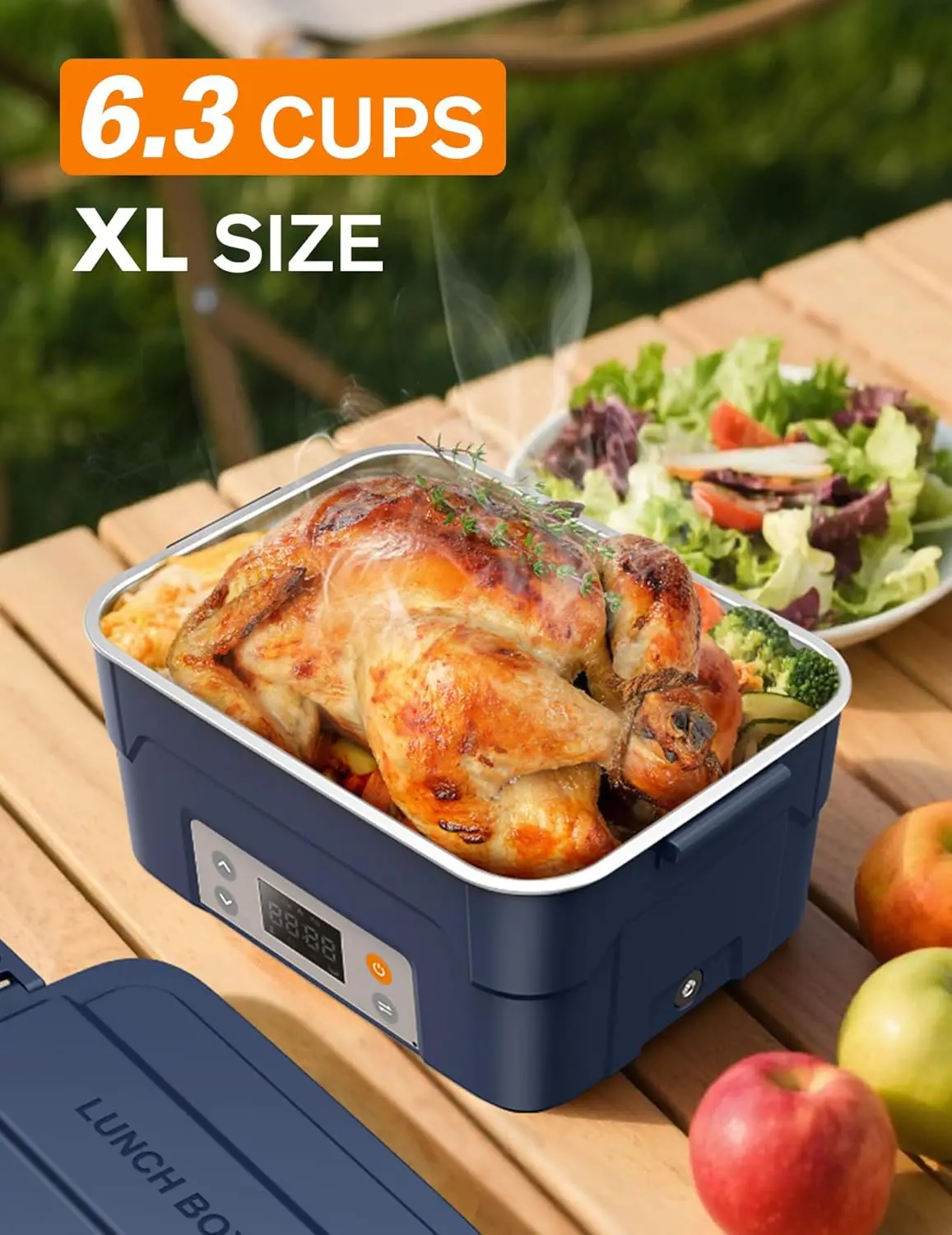 XL 6.3-Cup Cordless Electric Lunch Box for Adults, Heated Lunch Box for Men with Scheduled Heating, Portable Car Food Warmer