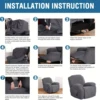 Super Stretch Recliner Sofa Cover Shape Fit Non-Slip Reclining Sofa Cover Fits Standard Queen Size Recliner 3