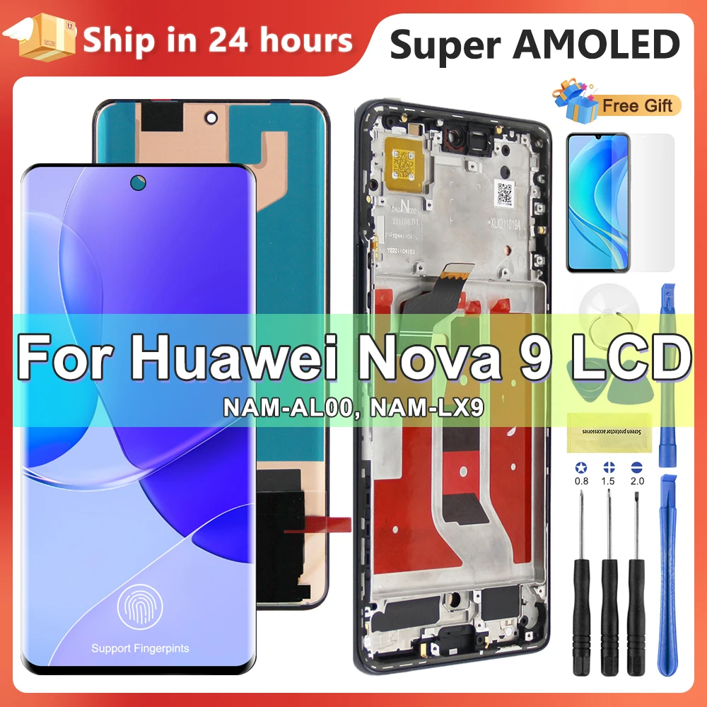 

6,57 дюйма AMOLED для Huawei Nova 9, ЖК-дисплей с сенсорным экраном и дигитайзером в сборе, запасные части для Huawei Nova9, фотодисплей