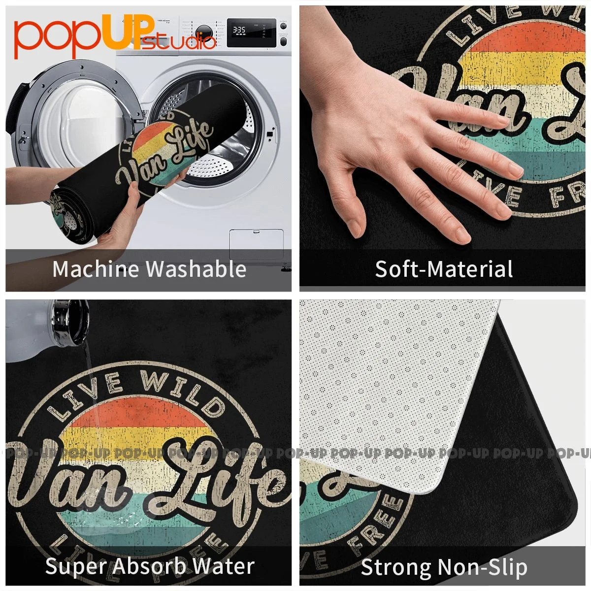 Van Life Vintage Van Dwellers Vanlife Nomads Mat Rug Carpet New Toilet Absorbent Living Room Bath Floor Mat 6