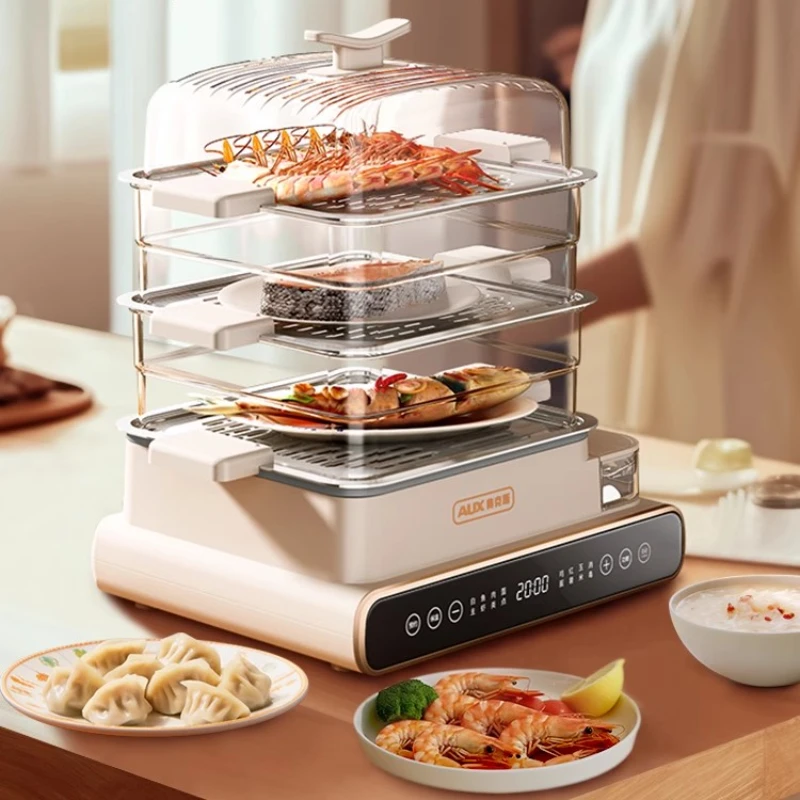 Electric Steamer Multi-Functional Integrated Household Three-Layer Stainless Steel Large Capacity Box Breakfast Machine Timing 2