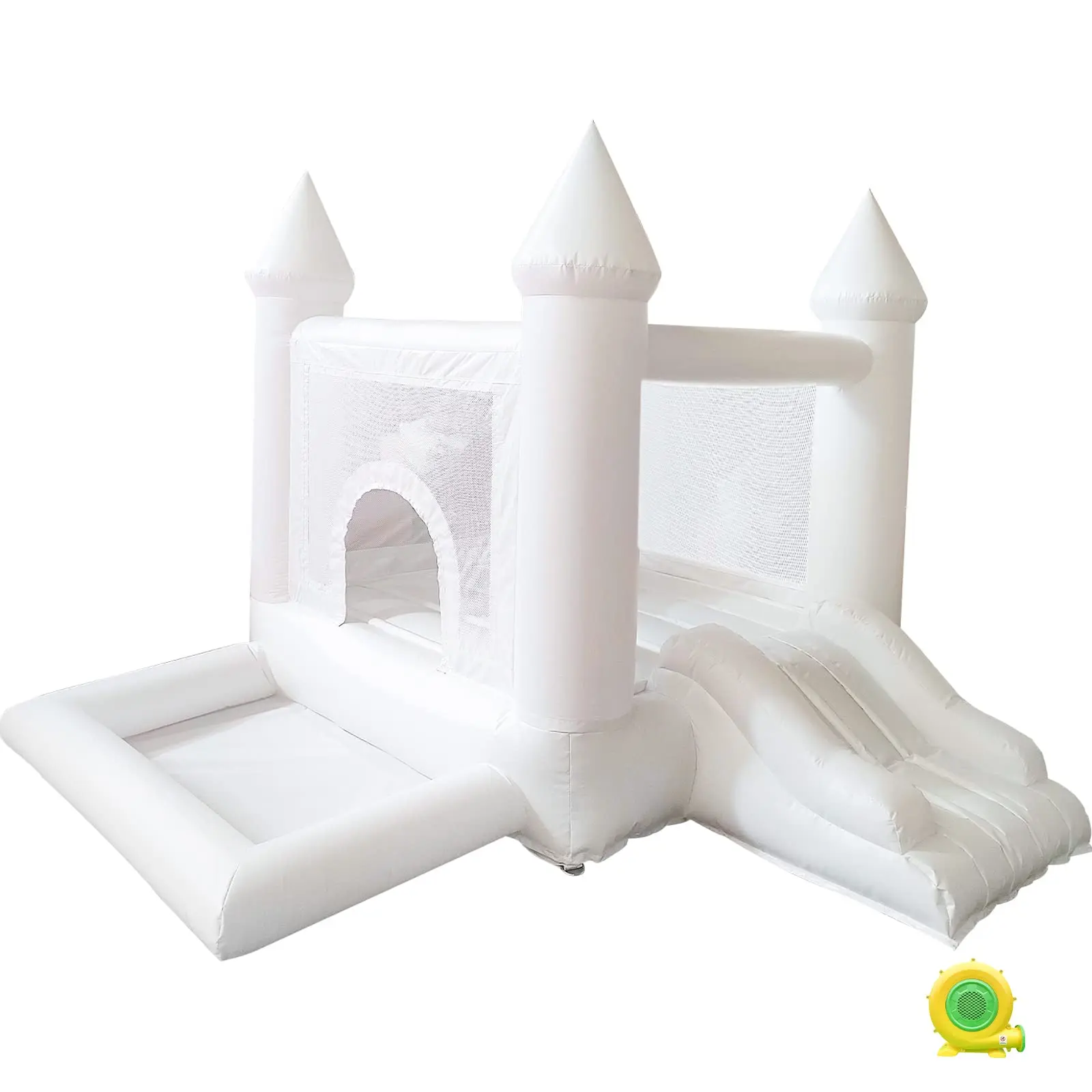 

All Solid Iatable White Bounce House Blower, PVC Bouncy Castle Jumping Bed With Ball Pit For Wedding, Birthdays, Parties, Home