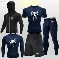 Spider Men'S Fitness High Quality Gym Running Sports Suit MMA Rashguard Compression Breathable Tights Shorts Sets Men Boxing 2