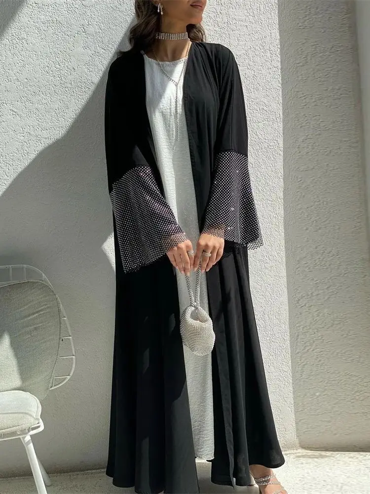 

Ramadan Eid Open Black Nidab Kebaya Dubai Luxury Kimono Abaya Kaftan Muslim Islam Abayas For Women Robe Femme Musulmane Caftan