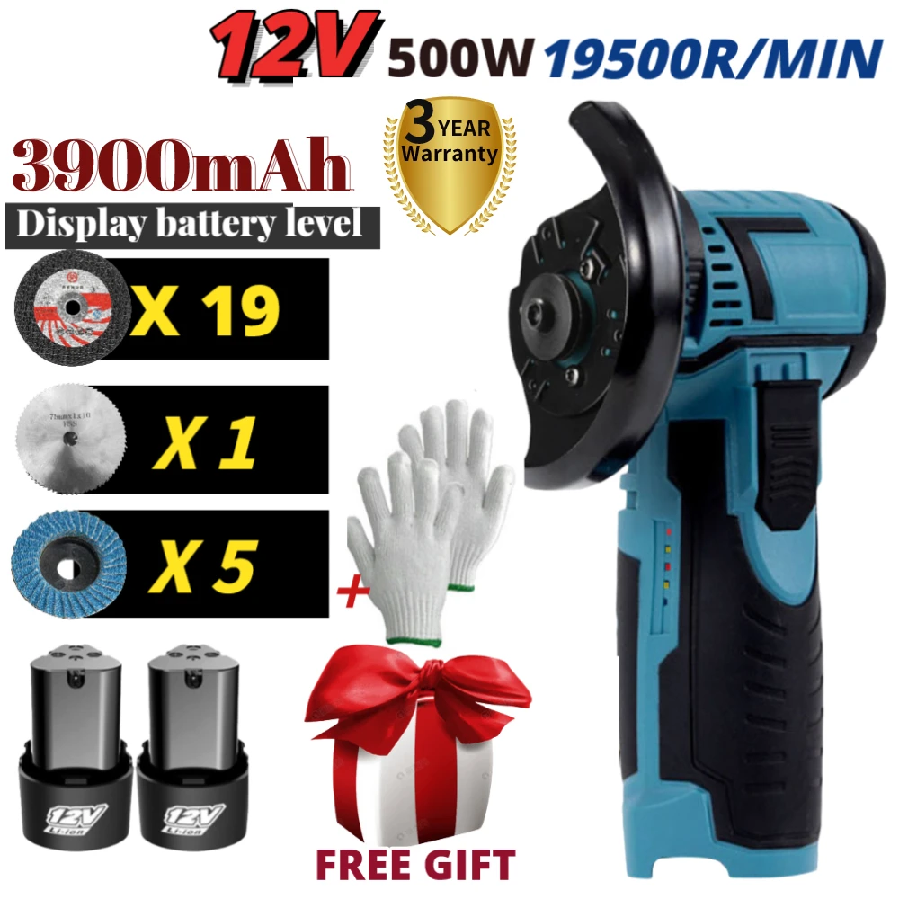 cordless electric ratchet wrench 12V Brushless Angle Grinder 2PCS Lithium Battery 500W 19500Rpm Cordless Mini Polishing Machine Diamond Cutting Grinder electric paint gun