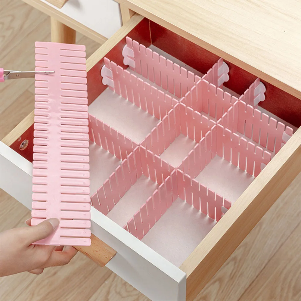 

4Pcs/Set Plastic DIY Grid thickened Organizer Storage Box Container Drawer Divider Plate For Bra Underwear Makeup Storage