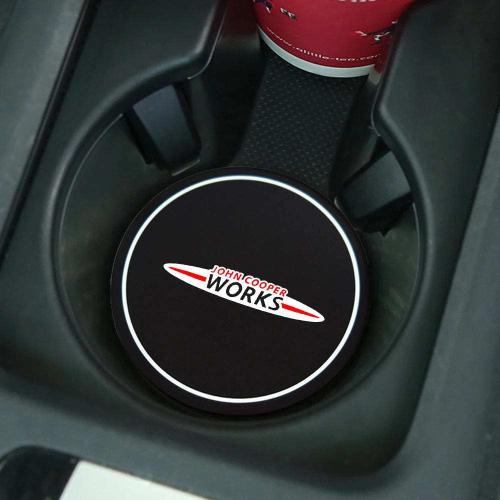 2Pcs Car Coasters Water Cup Slots Non-Slip Mat Waterproof Water Cup Mat Drink Pad For Mini Cooper One S JCW R55 R56 R58 R59 R60 cup holder coasters car coaster pads
