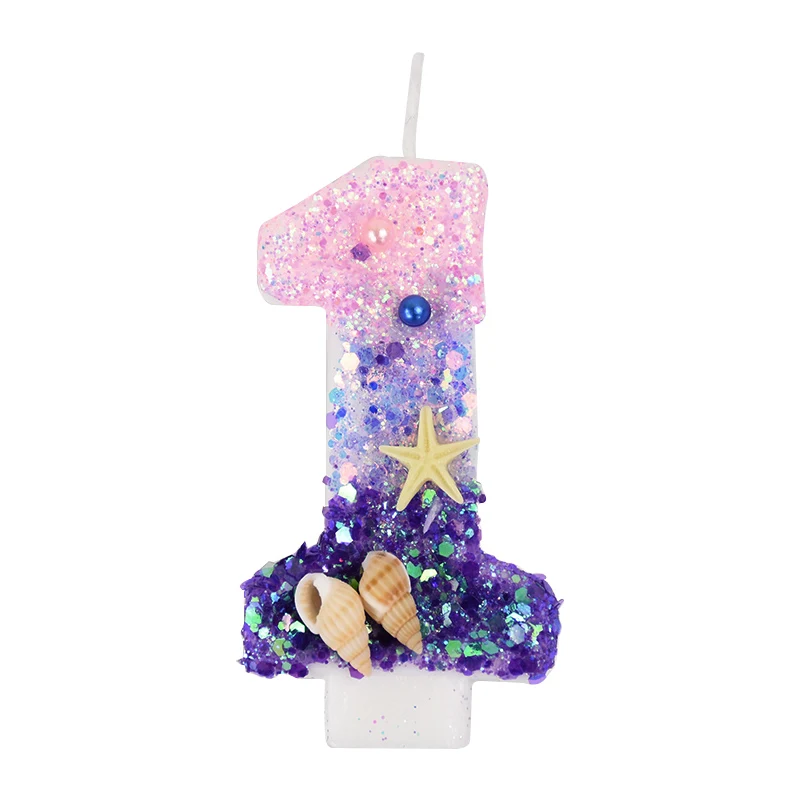 Mermaid Cake Candle Topper in Pink and Purple - Under the Sea Birthday Party Decoration