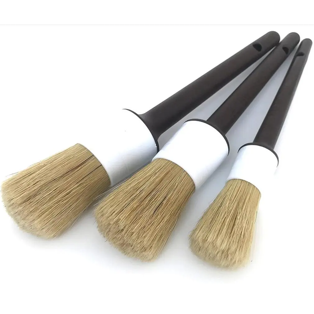 

3PCS Car Exterior Interior Detail Brush ​Boar Hair Bristles Brush for Car Cleaning Auto Detail Tools Dashboard Cleaning Brush