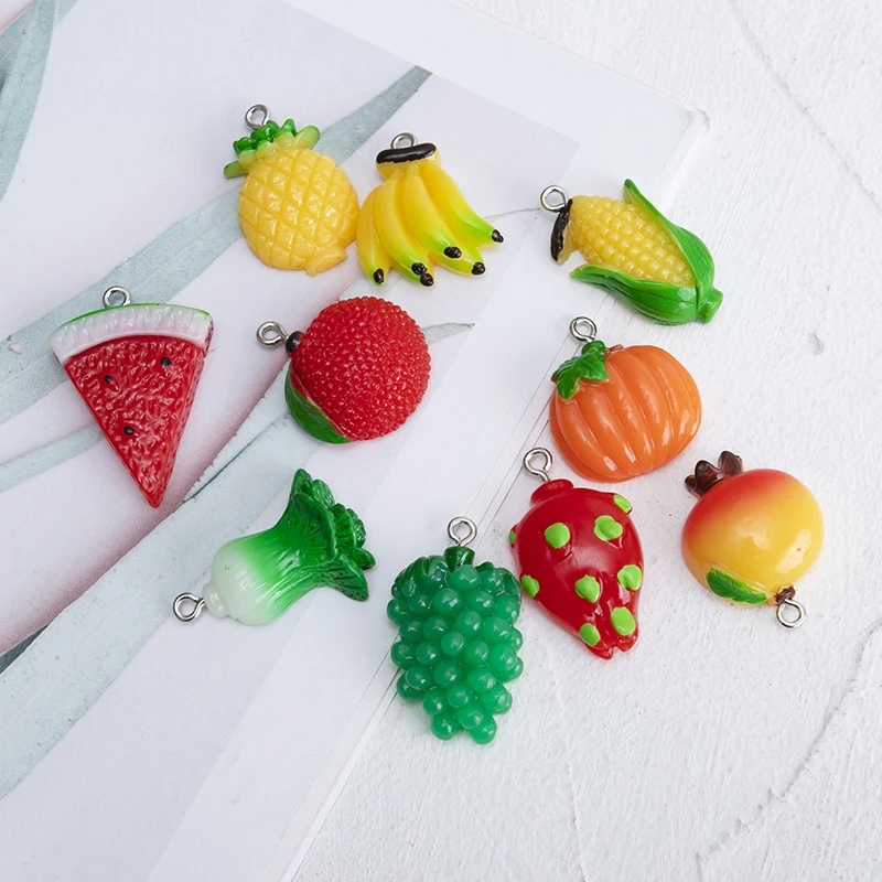 

New 10pcs/lot Mixed Fruit Banana Pineapple Charms Pendant DIY Earrings Necklace for Jewelry Making Accessories