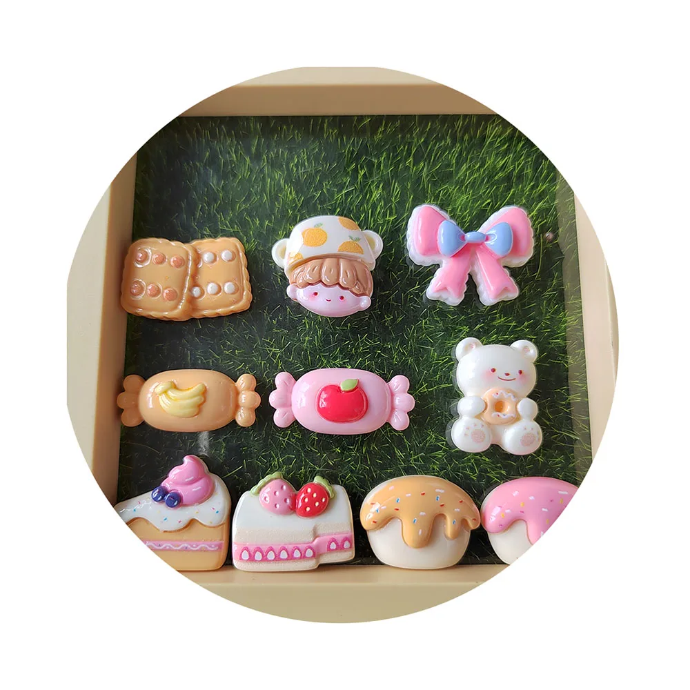 

Kawaii Cartoon Animals Cake Candy Flatback Resin Cabochon Scrapbook Decoration DIY Embellishments Crafts