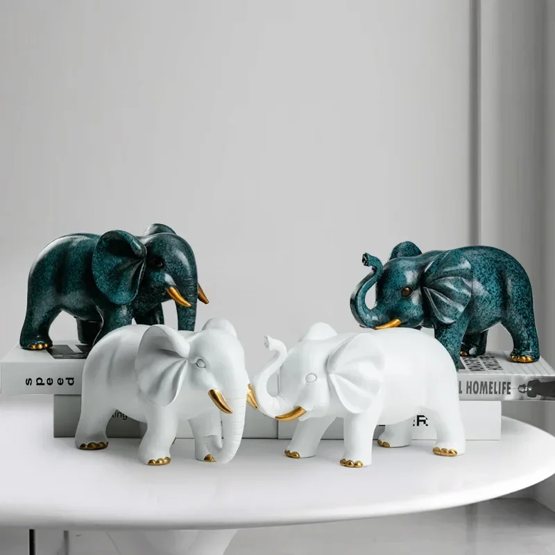 

Sculpture Elephant Statue for Home Decor Resin Animal Figurine Living Room Decoration Nordic Office Decor