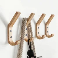 2/4 pcs Natural Wood Clothes Hanger Wall Mounted Coat Hook Decorative Key Holder Hat Scarf Handbag Hanger Organizer for Home 1