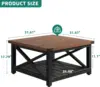 Square Coffee Table for Living Room, Vintage Living Room Table with Shelf, Coffee Table with Storage 2