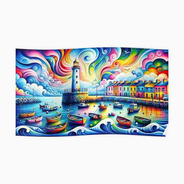 

Donaghadee Harbour Art Illustration Poster Decor Vintage Painting Mural Funny Art Decoration Wall Picture Print Home No Frame