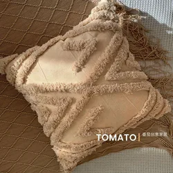 Bohemian Geometric Embroidered Tassel Pillow Cushion Cover - Home Decor Pillowcase - 450*450mm (04)