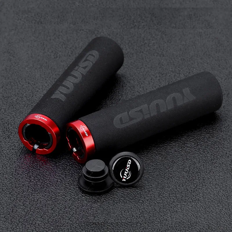 Bicycle Grips MTB Sponge Handlebar Grips Aluminum Locking Ring Shock-Absorbing Soft Bike Grips Ultraight Cycling Handlebar Parts