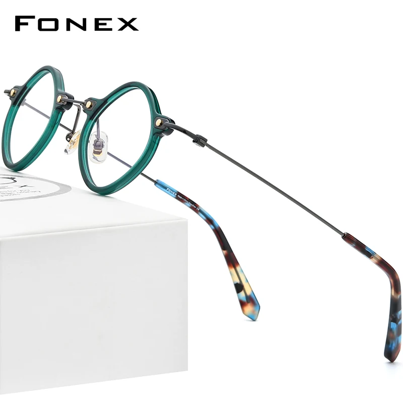 

FONEX Acetate Titanium Glasses Frame Women 2022 New Small Vintage Rhombus Prescription Eyeglasses Men Spectacles Eyewear F85716