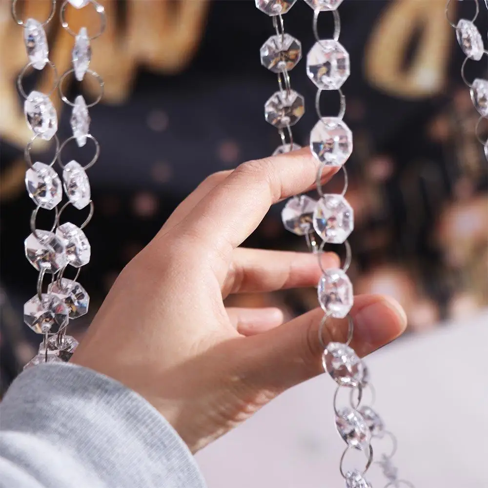 Handmade Home & Garden DIY Chandelier Party Decor Hanging Ornament Crystal Glass Beads Octagonal Beads Curtain Diamond