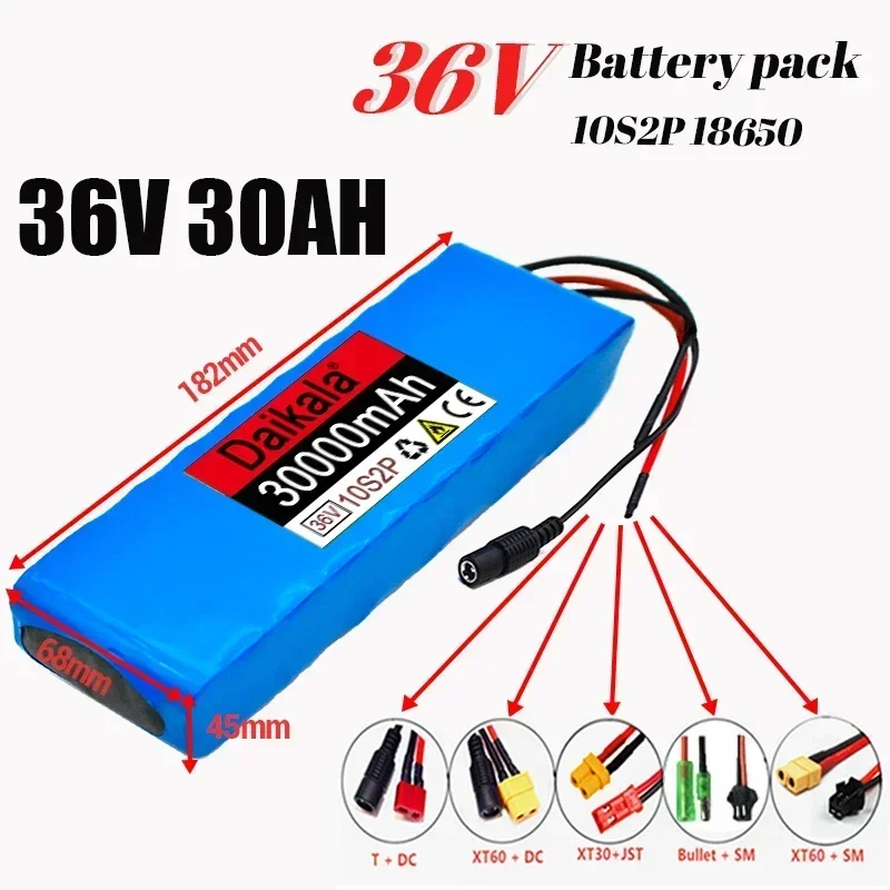 

18650 36V30000mAh Rechargeable Lithium Ion Battery 10S2P 42V 500W, Used for Bicycles, Scooters Electric Motorcycle+free Shipping