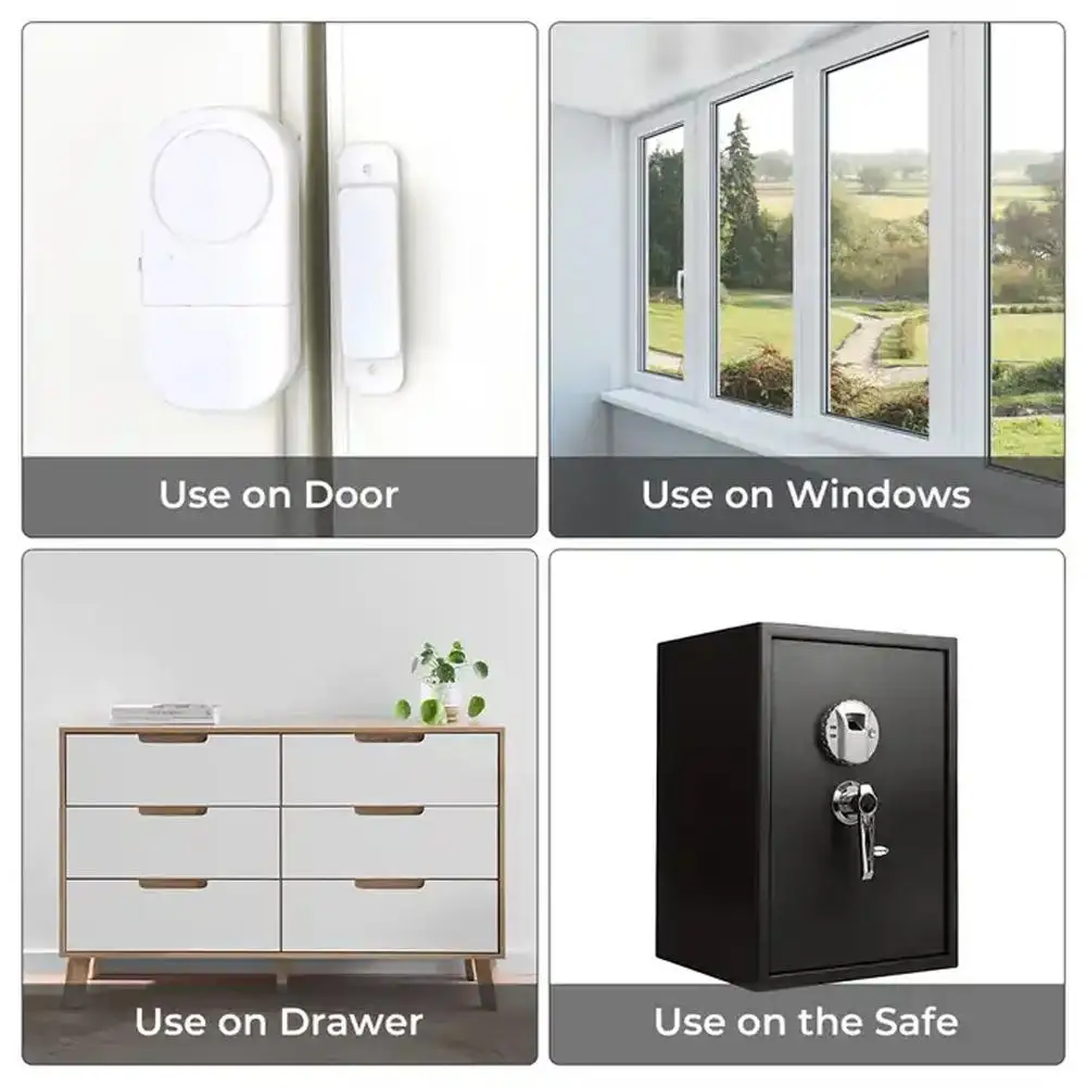 Door Window Wireless Alarm Battery Powered Magnetic Sensor 1Pc Protects Home Or Office