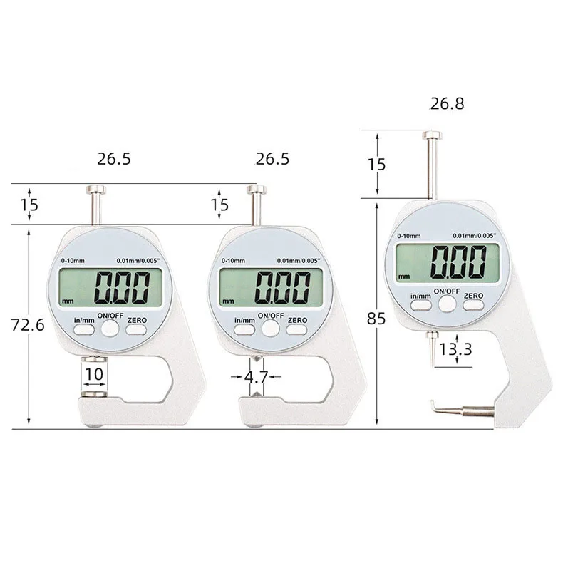 T50 Electronic Digital Thickness Gauge Meter LCD 0-10mm Micrometer Measure Tool Unit Conversion Mechanist Tester for Cloth