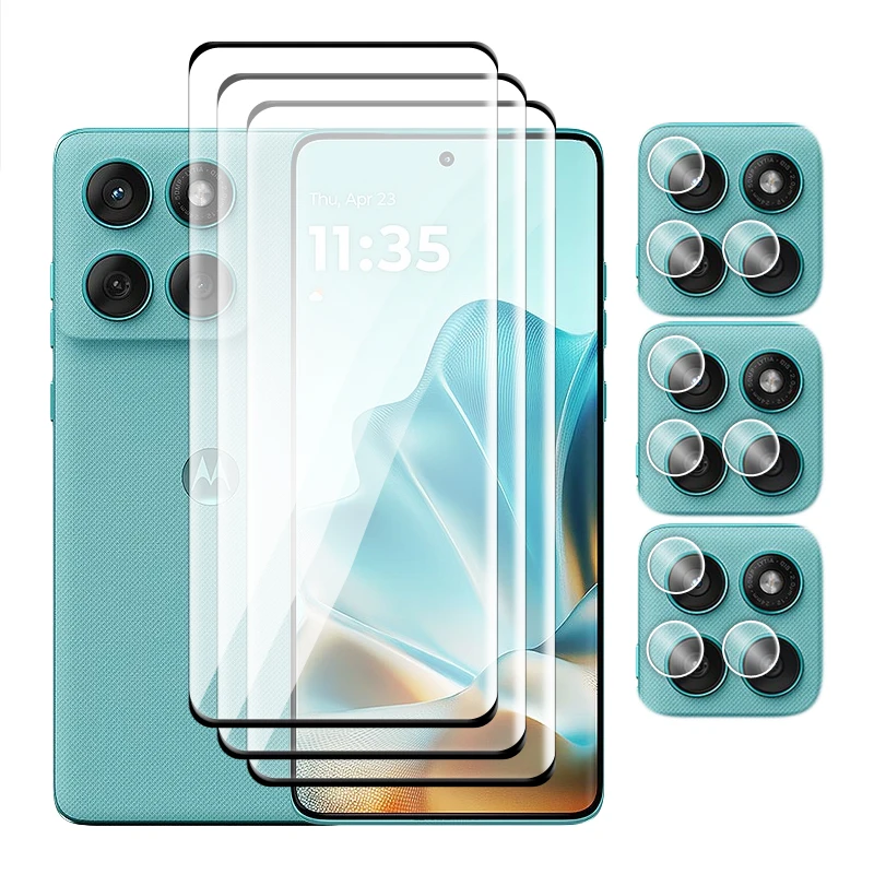 Premium Tempered Glass Full Cover 3D Curved Screen Protector with 9H Hardness and Lens Film