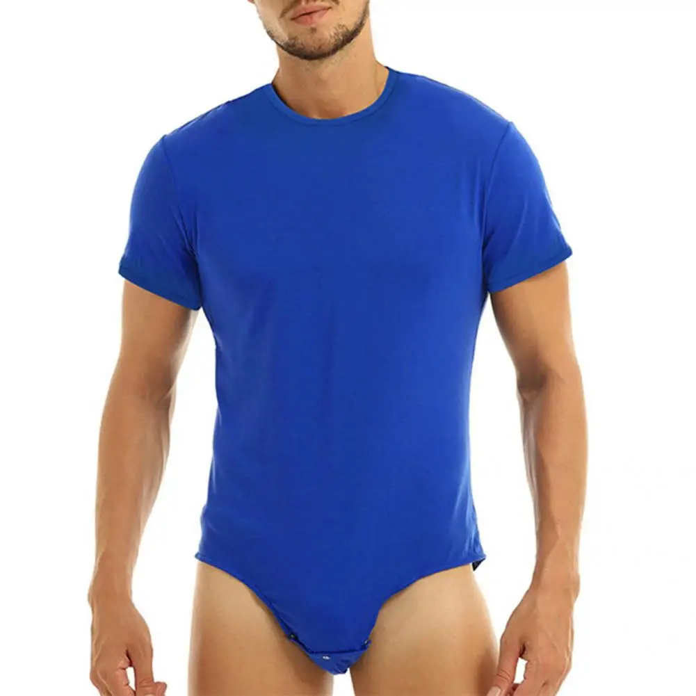 Men Bodysuit Crew Neck One Piece Underwear Romper Sleeping Supply Men Bodysuits