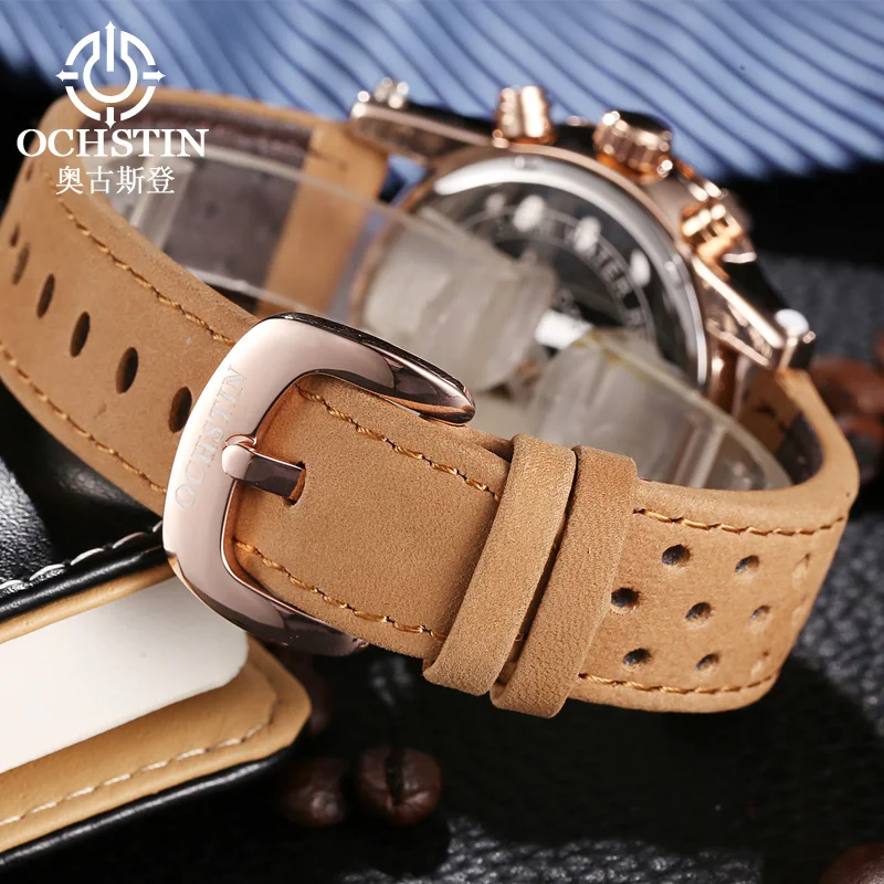 Ochstin 2024 New Pilot Series Trendy and Fashionable Multi functional Automatic Quartz Movement Men's Quartz Watch