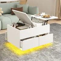 YITAHOME Table basse réglable en hauteur avec rangement - LED 16 couleurs, plateau relevable et tiroirs, blanc, 80 x 55 x 46 cm 6