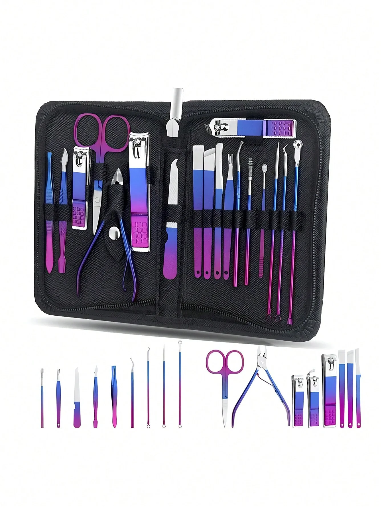 9/18 /30pcs Gradient Color Nail Clippers Manicure and Pedicure Tool Set Includes Cuticle Nippers and Cutter Kit Portable