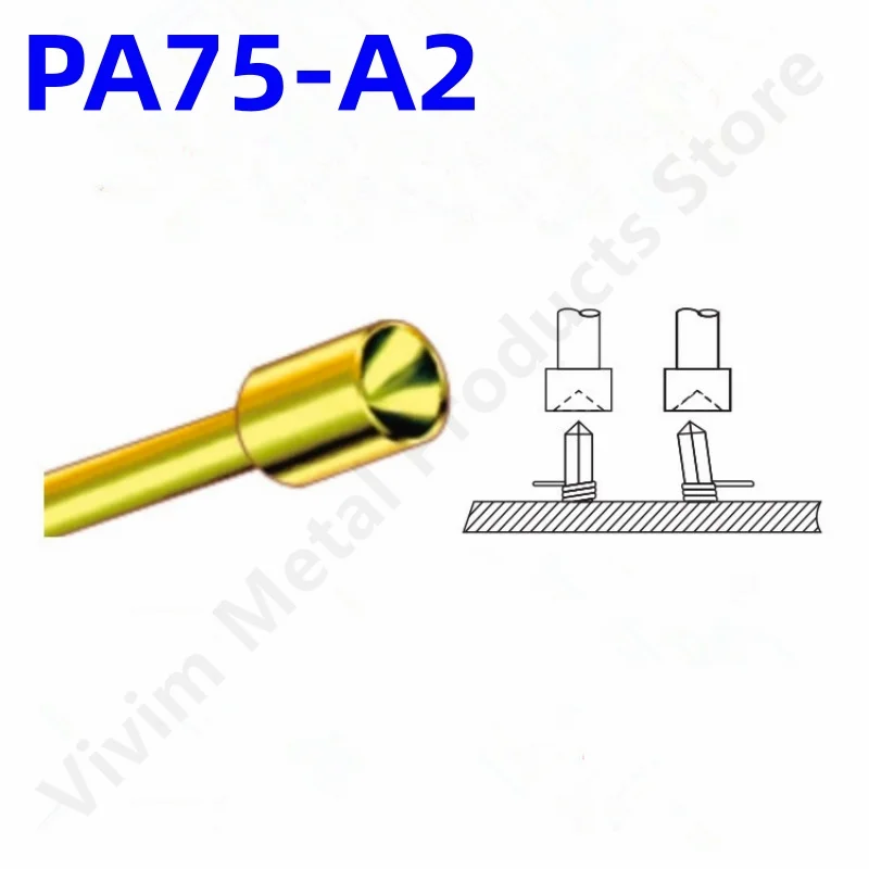 100PCS PA75-A2 Spring Test Probe PA75-A Test Pin Test Tool 17.0mm Dia 1.02mm Gold Needle Tip Dia 1.30mm Pogo Pin P75-A P75-A2