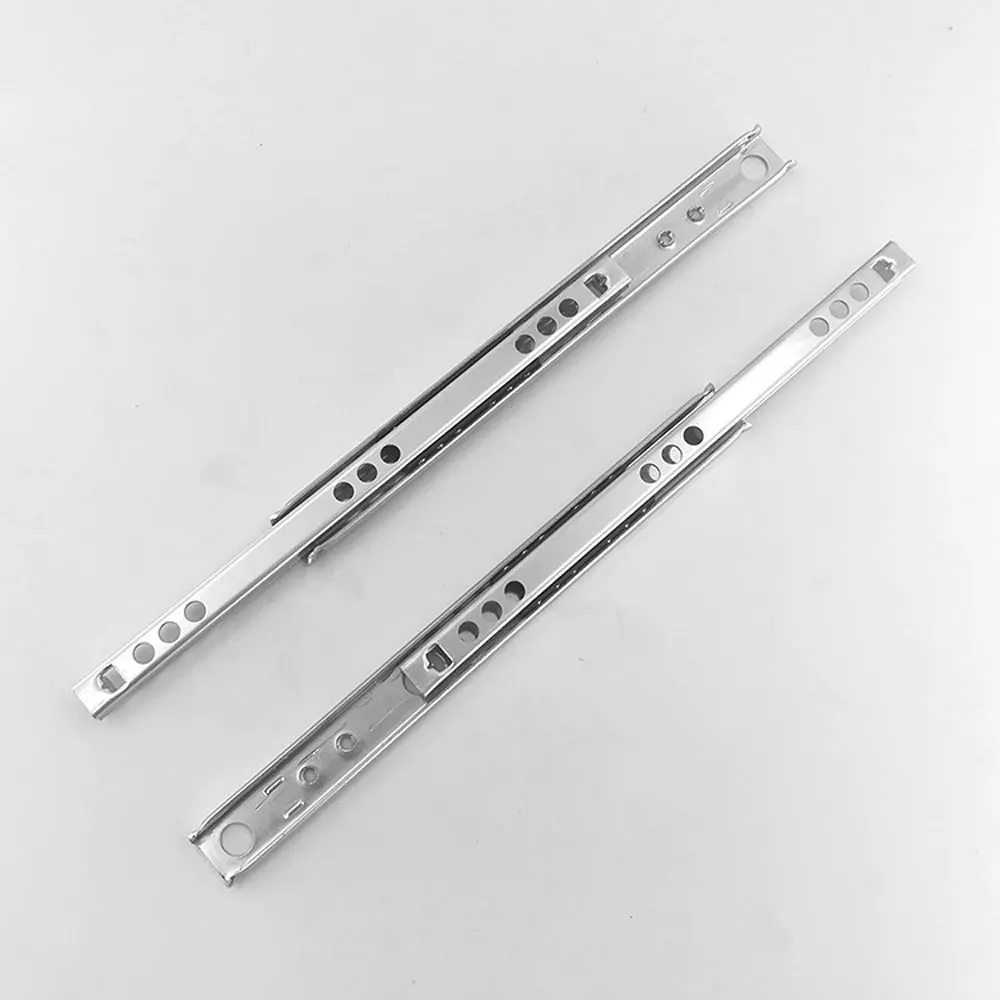 1Pair Micro Drawer slide Ball Guide Two Sections 17mm Wide Steel Fold Drawer Steel Ball Slide Rail Furniture Hardware Fittings