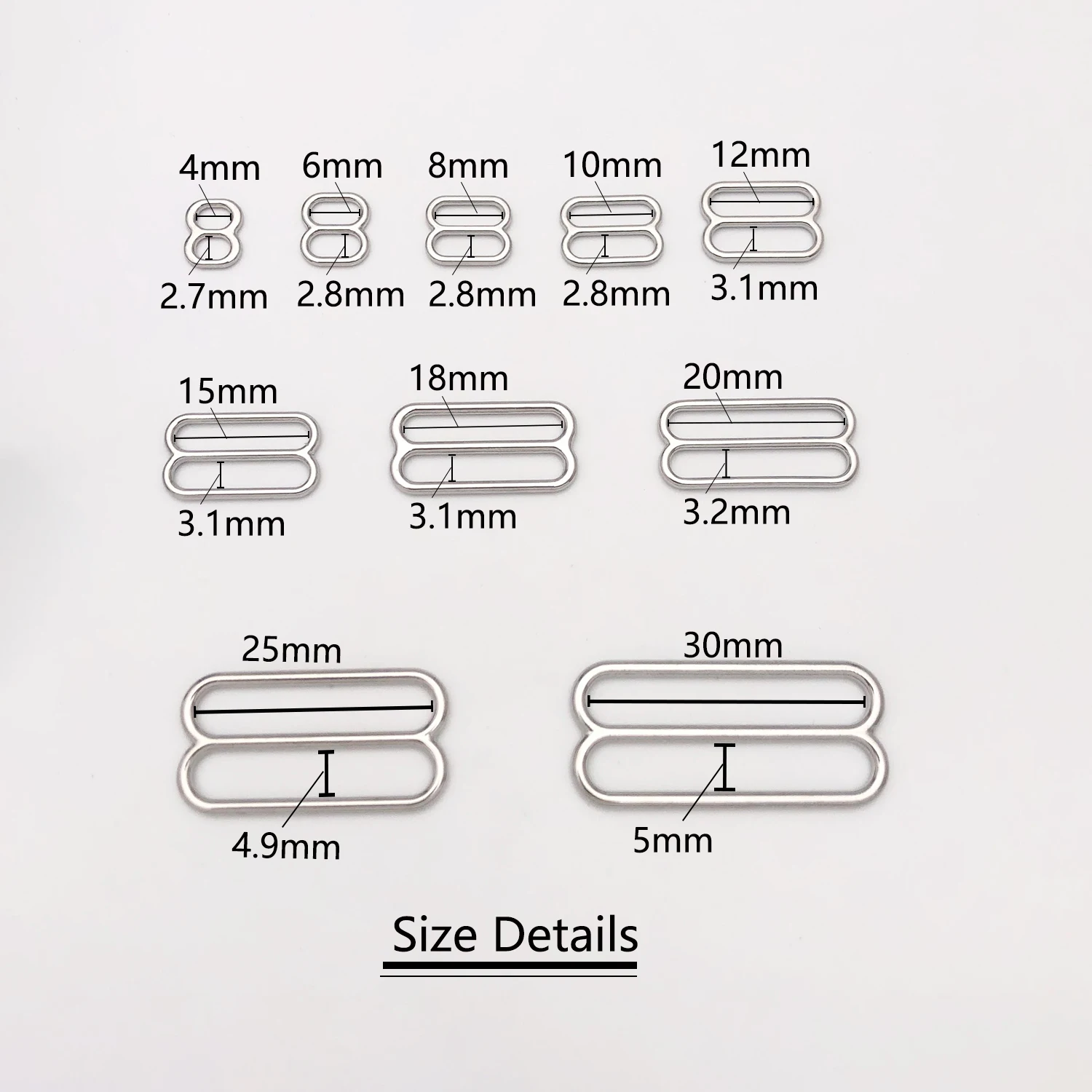Bra Strap Adjustment Buckles Bra Rings And Sliders Swimsuit Meta Strap Adjusters 10Sets Underwear Lingerie DIY Hardware Nickel-free Accessories