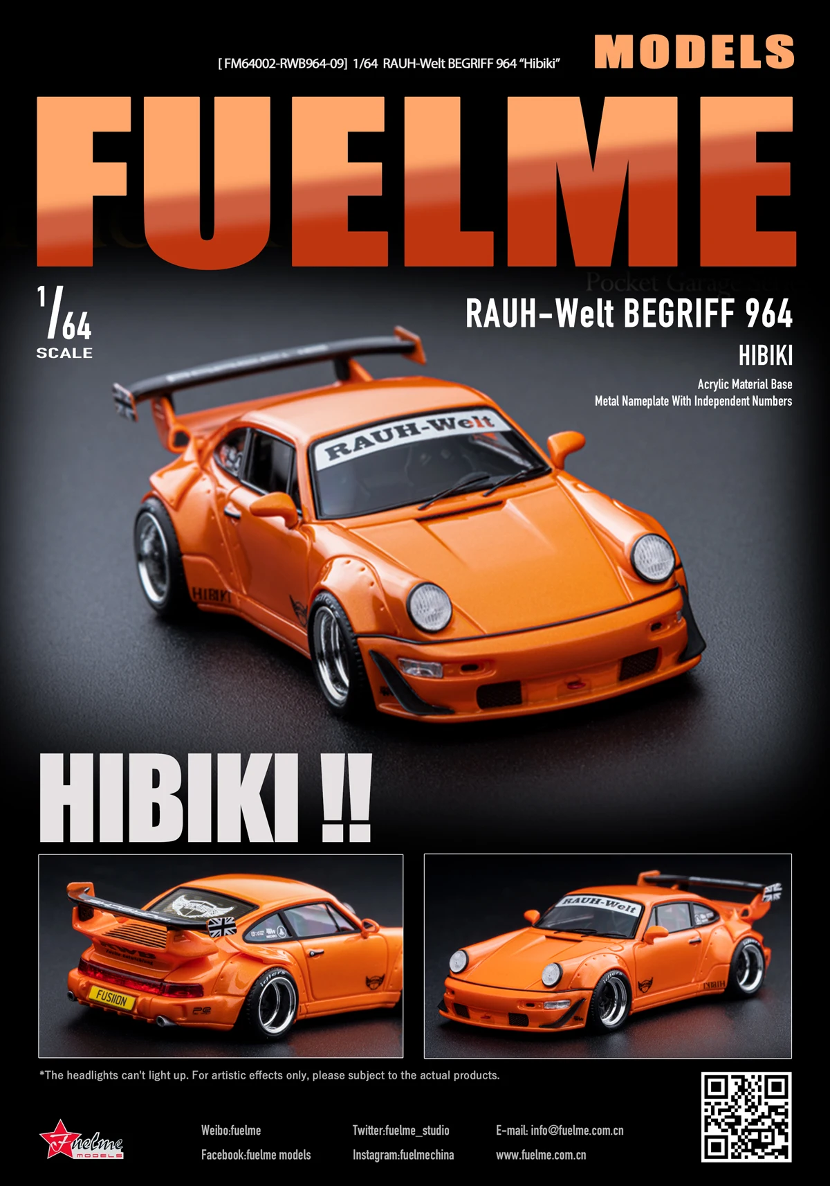 FUELME ポルシェ964ピンクピッグRWB 1/64ミニカー FUELME ポルシェ964