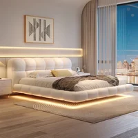 Lit double en bois avec organisateur de rangement 180x200cm ﻿   Ensemble complet de chambre à coucher : Lit King Size, Têtes de lit, Sommiers et Tatami pour la maison 2
