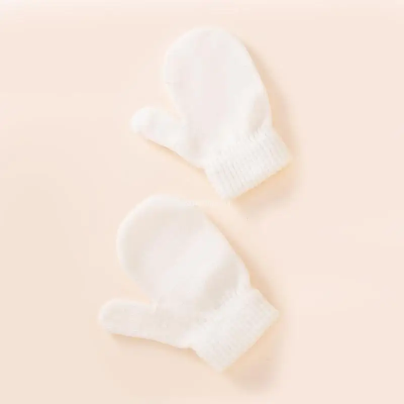 

Winter Warm Baby Solid Color Hat Gloves Set Fur Ball Cap Mitten Children Knitted Hemming Hat Dropship