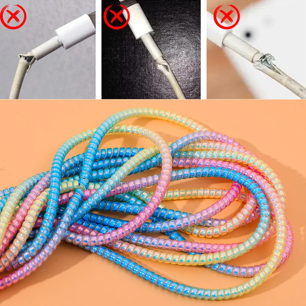 1,6m/Rolle Laser-Farbdesign Datenkabel-Wickler Kabelschutz Spiralförmiger Kabelorganisator für USB-Kopfhörer-Kabelschutz – Detail 7
