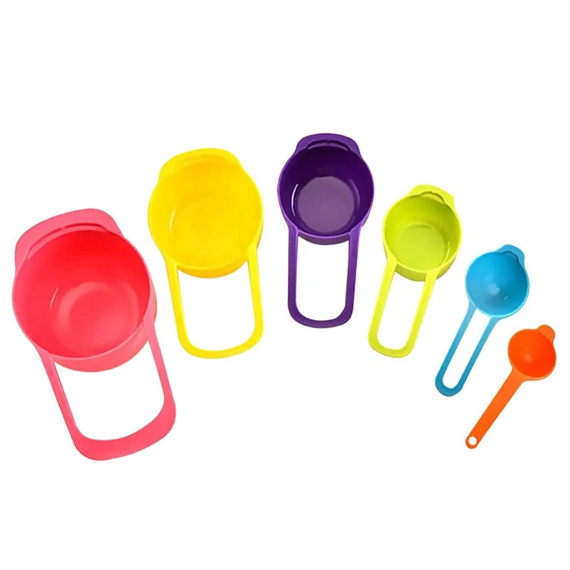 Plastic Measuring Cups Measuring Spoon Graduated Coffee Milk Tea Baking Tools 6PCS measuring cup and spoon set
